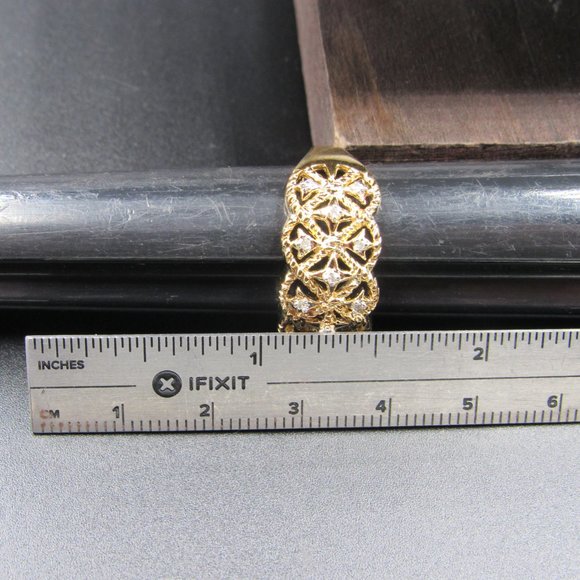 Size 7.75 Sterling Silver Fancy Diamond Chip Gold Plated Band Ring Vintage - Picture 7 of 8